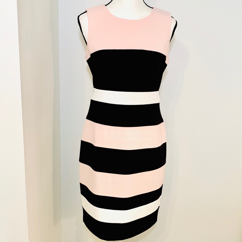 Tommy Hilfiger Sleeveless Color Block Crepe Dress